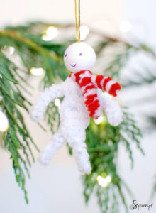 pipe cleaner man candy cane scarf christmas ornament DIY
