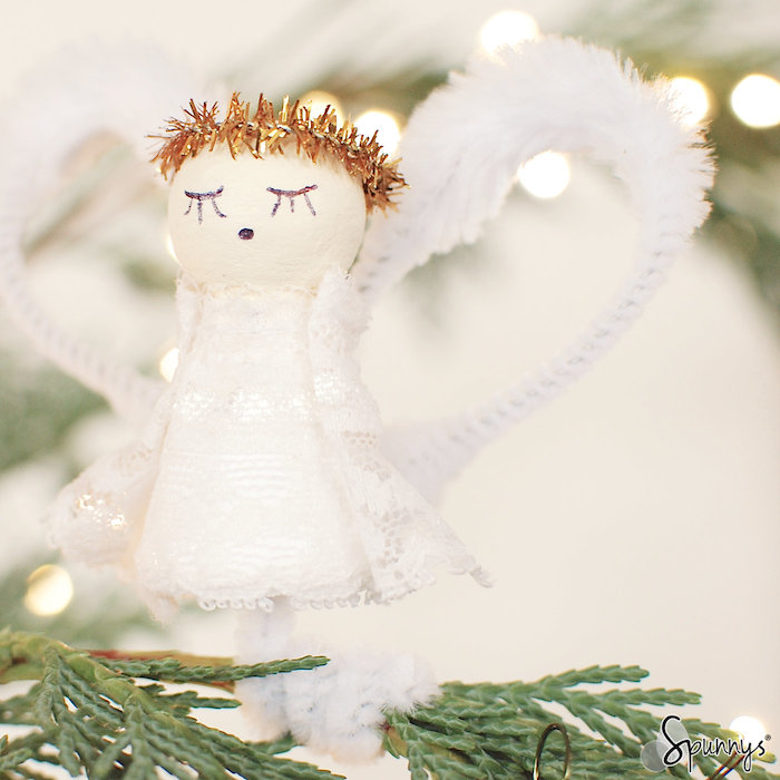 Vintage style pipe cleaner angel ornament Christmas