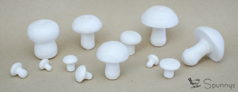 Blank spun cotton mushrooms