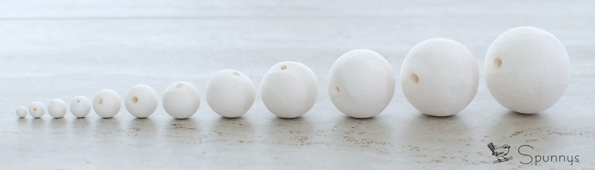 Spun cotton balls bulk sizes.