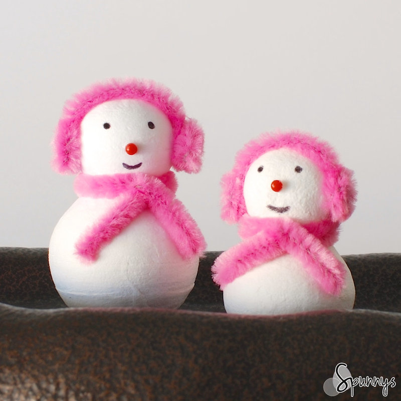 pink earmuffs snowman ornament craft project ideas