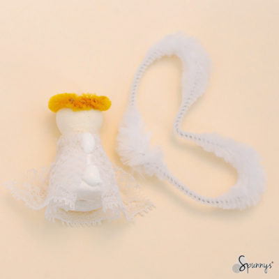 pipe cleaner angel ornament wing gluing