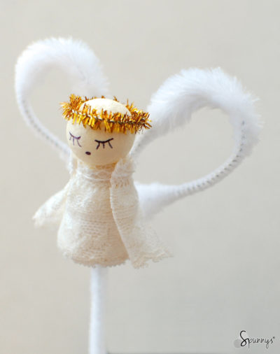 spun cotton pipe cleaner angel ornament tutorial DIY