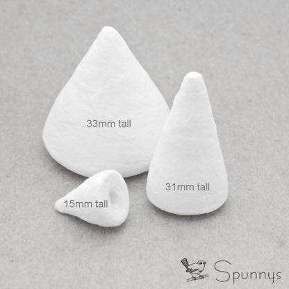 Spun cotton cones sizes