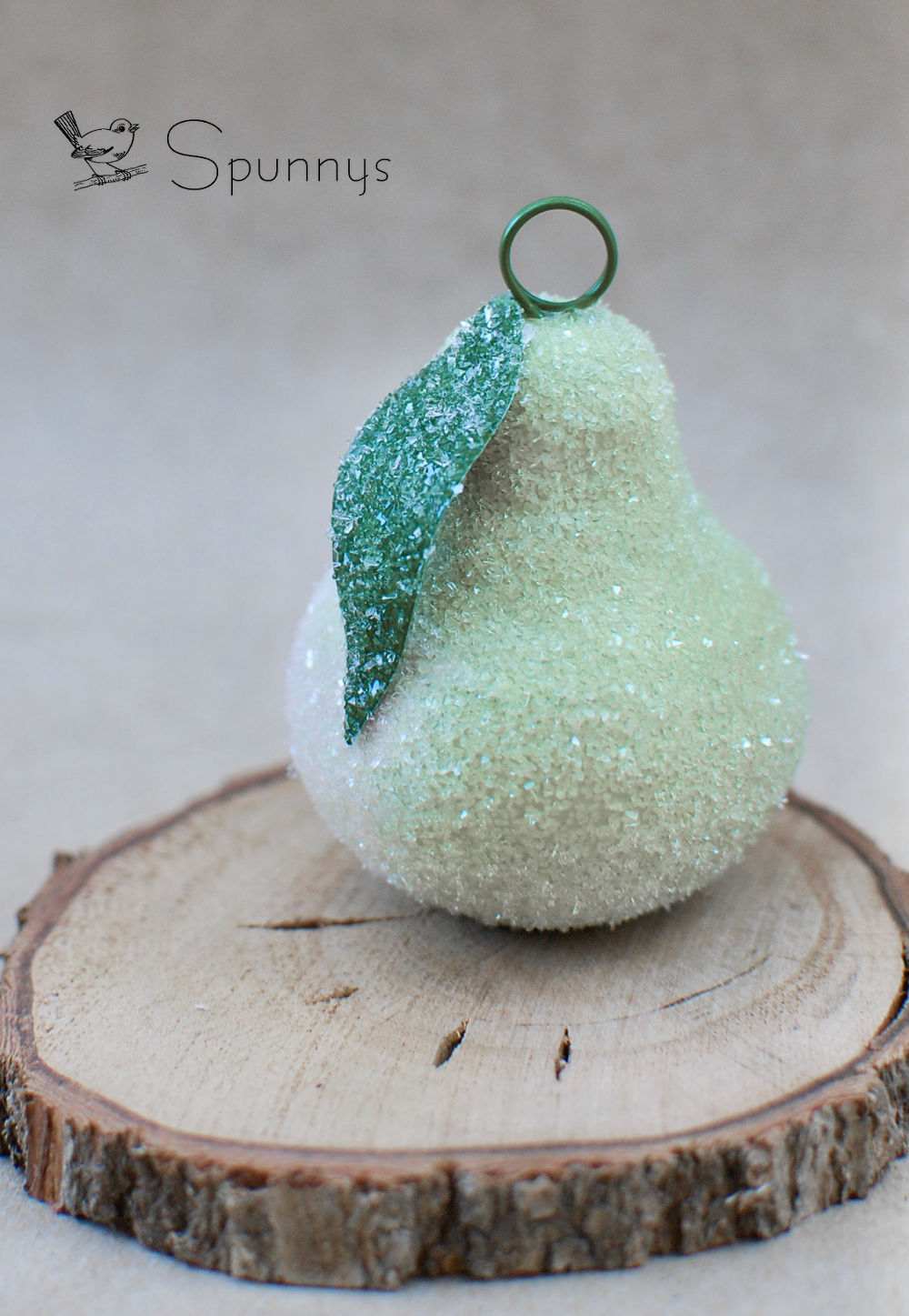 glitter pear ornament spun cotton