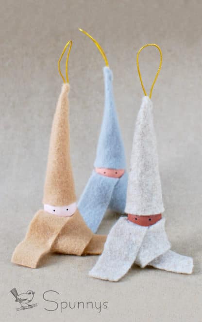 elf felt hanging ornaments spun cotton DIY