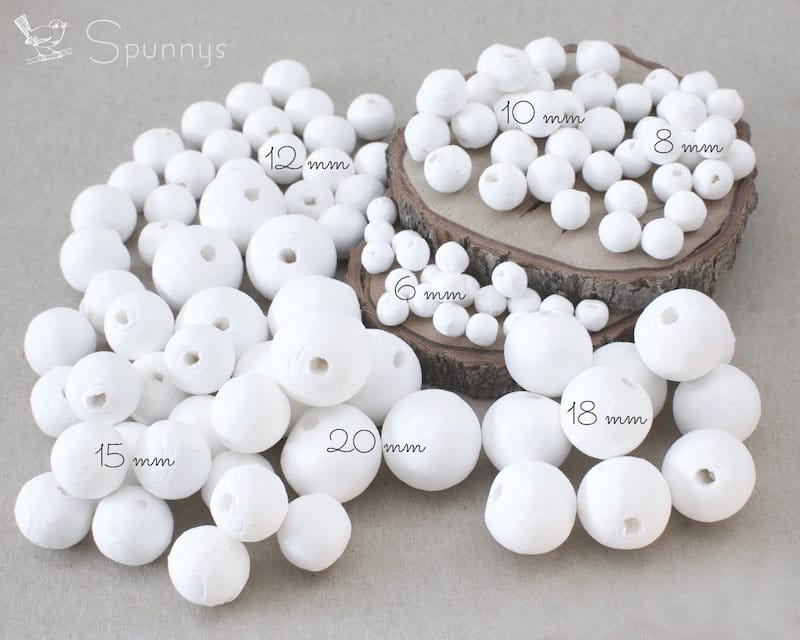 75 Spun Cotton Balls ø 18 mm • Ship Free Small Pack