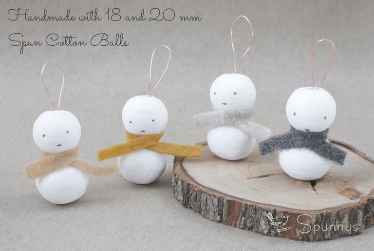 4 Large Round Spun Cotton Balls ~ 1-3/8 ~ 36 mm