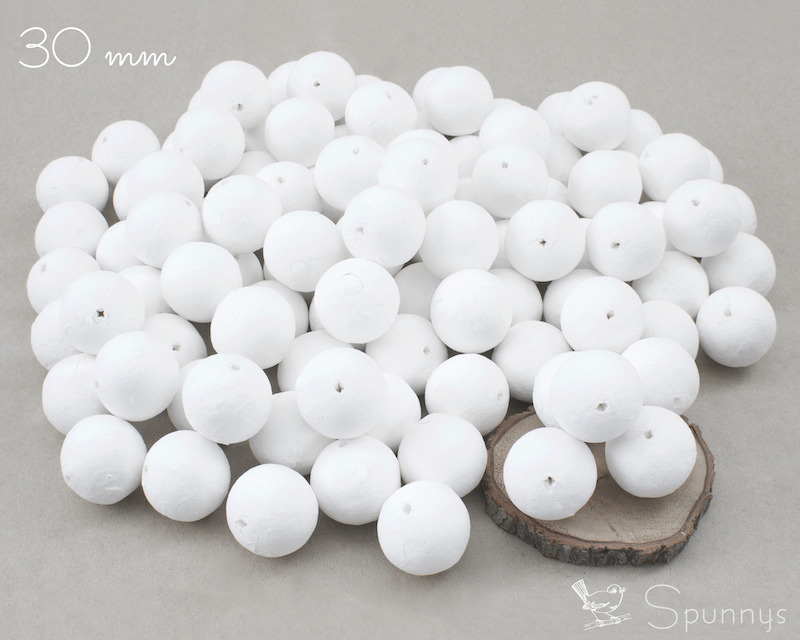 Pack of 50 spun cotton balls ø 30mm white • SPUNNYS
