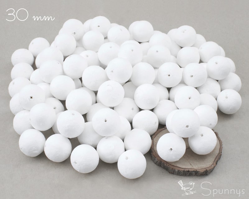 Pack of 50 spun cotton balls ø 30 mm