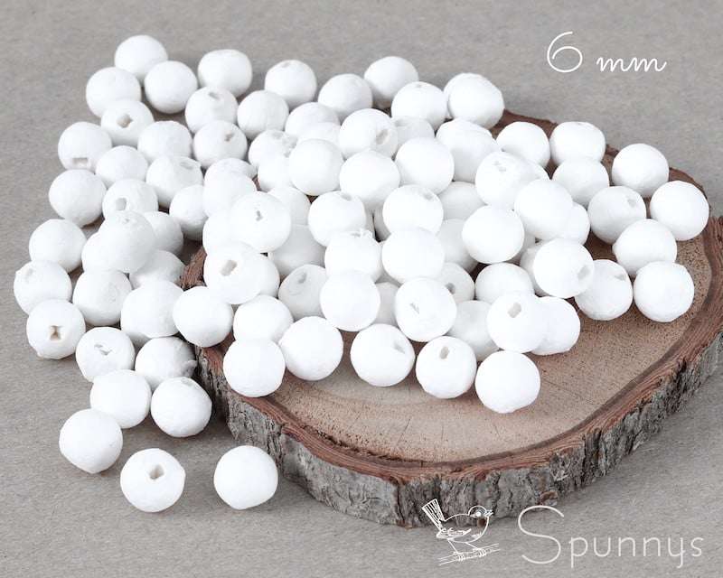 Pack of 100 spun cotton balls ø 6 mm