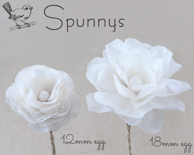 Paper FLowers Spun Cotton Eggs 12 and 18 SPUNNYS
