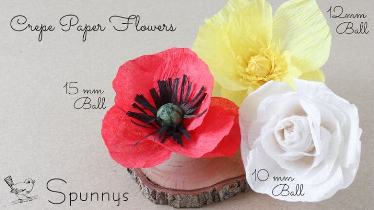 Crepe paper flowers spun cotton balls SPUNNYS