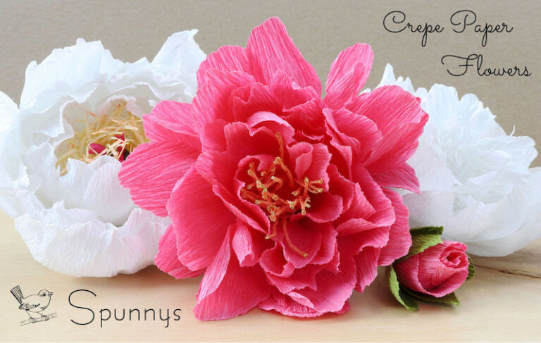 Crepe Paper Flowers pink white peonies Spunnys