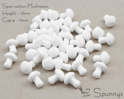 Mini Spun cotton mushrooms for vintage DIY crafts