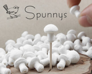 Tiny Spun Cotton Mushrooms 16x12 Spunnys copie