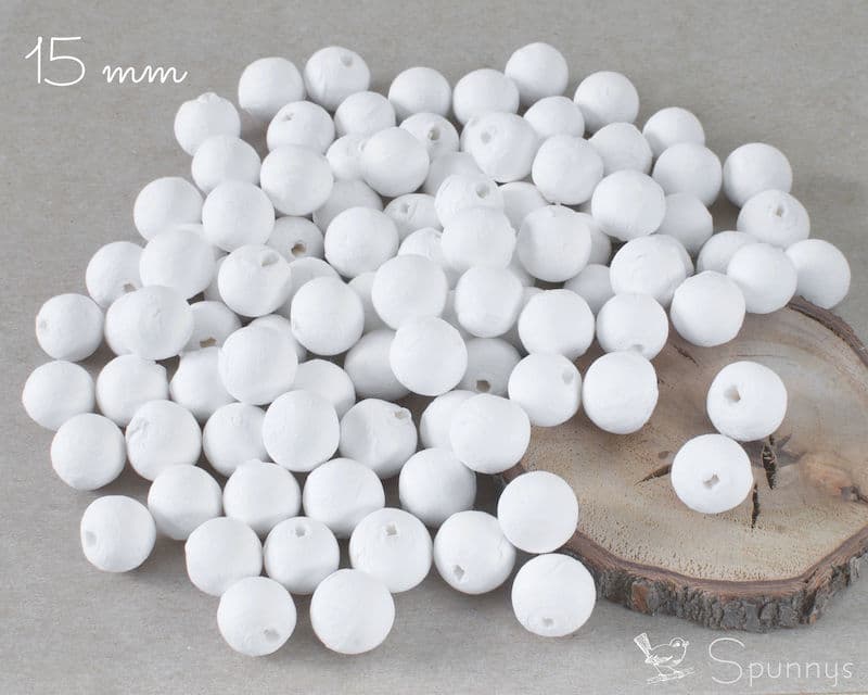 Pack of 100 spun cotton balls ø 15 mm white • SPUNNYS