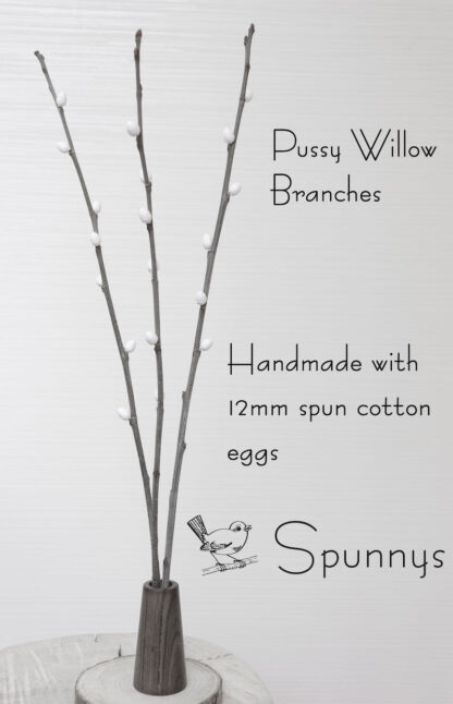Pussy willow branches DIY project spun cotton eggs 12 mm SPUNNYS