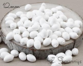 Pack of 100 spun cotton eggs 12mm tall