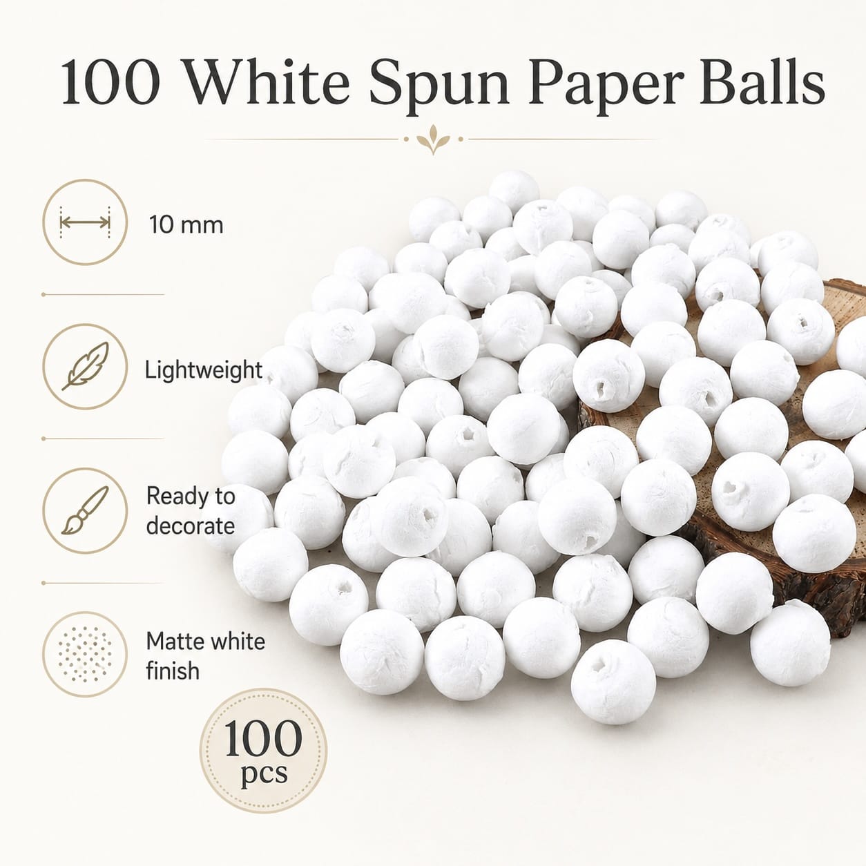 Pack of 100 spun paper balls ø 10 mm - Image 2
