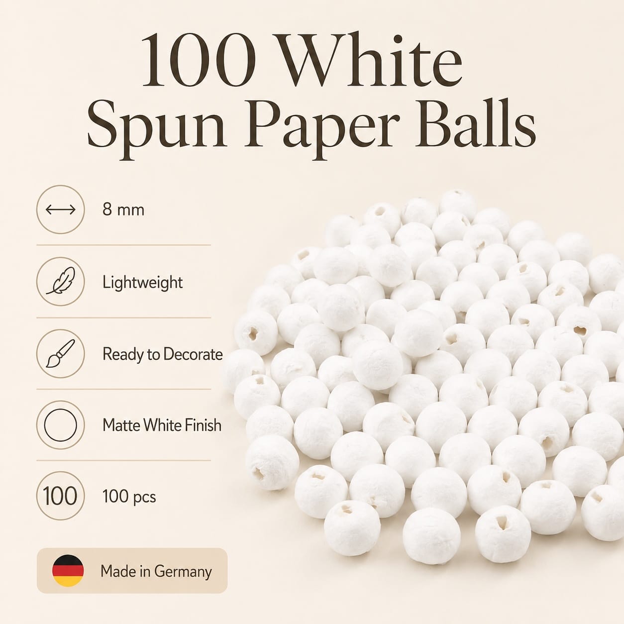 Pack of 100 spun paper balls ø 8 mm - Image 2