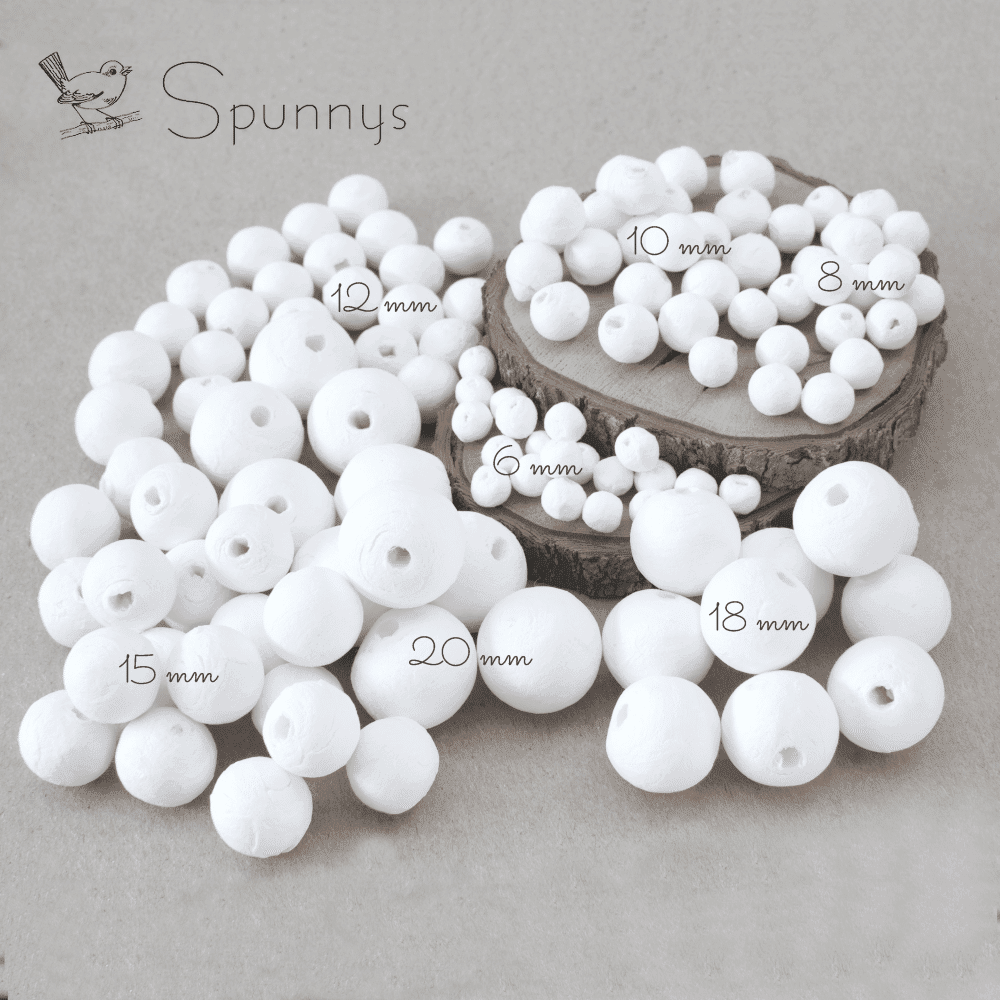 Assortment of 120 Spun Paper Balls ø 6-25 mm • 8 sizes